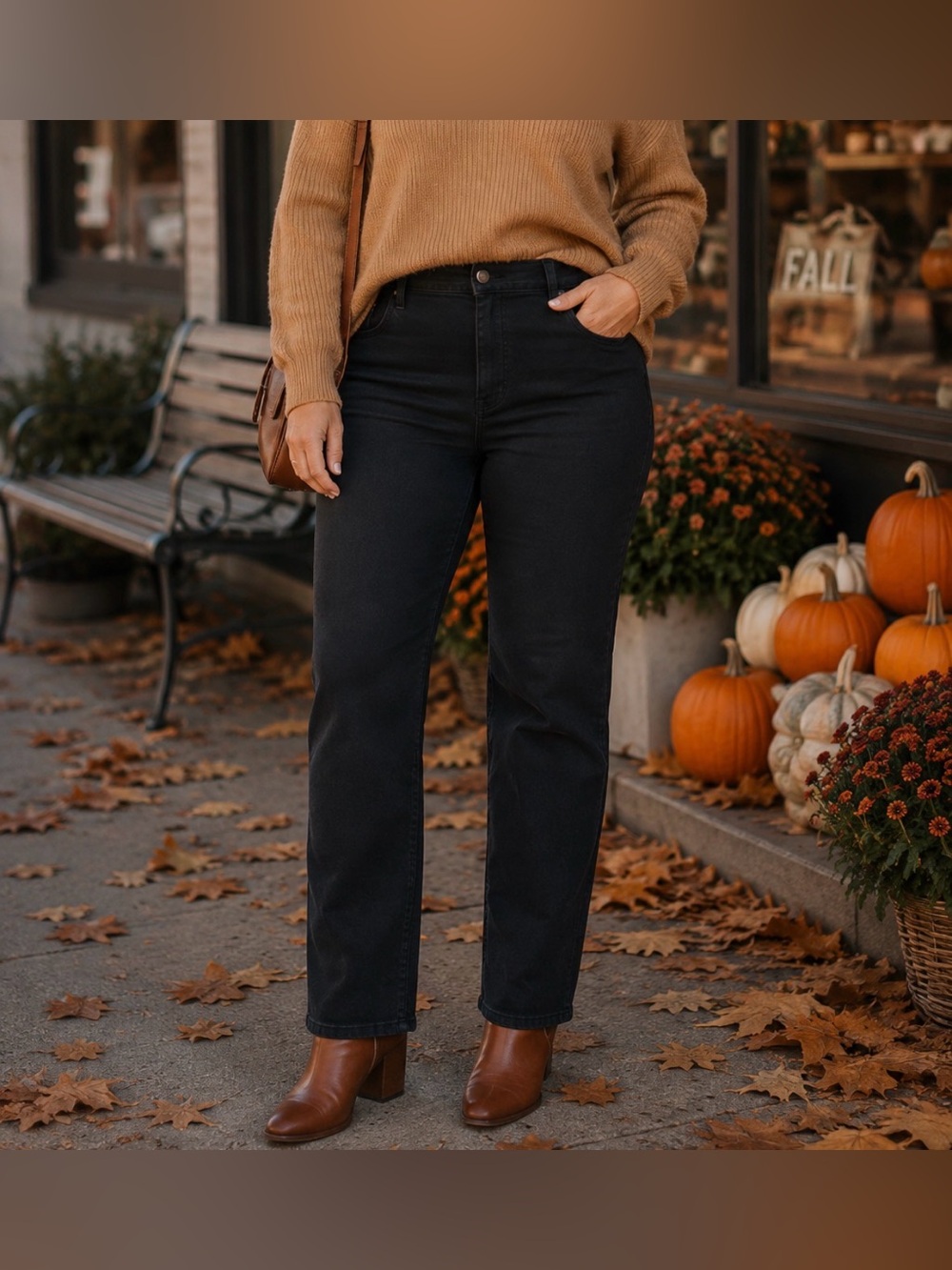 Gloria Vanderbilt Amanda Size 14 Black High Rise Straight Leg Jeans